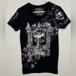 Kings Jeans Tshirt Size M Black White Silver Graphic Y2K Punk Grunge Pop Biker